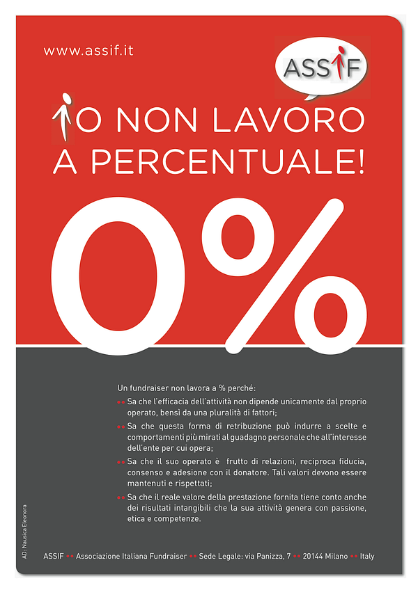 zeroxcento io non lavoro a percentuale - ASSIF Associazione Italiana Fundraiser